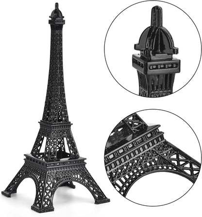ESHATO Black Metal Eiffel Tower Statue, 10inch Decorative Figurine Replica Stand Holder for Cake Topper Table Decor Gift Party Home Decoration