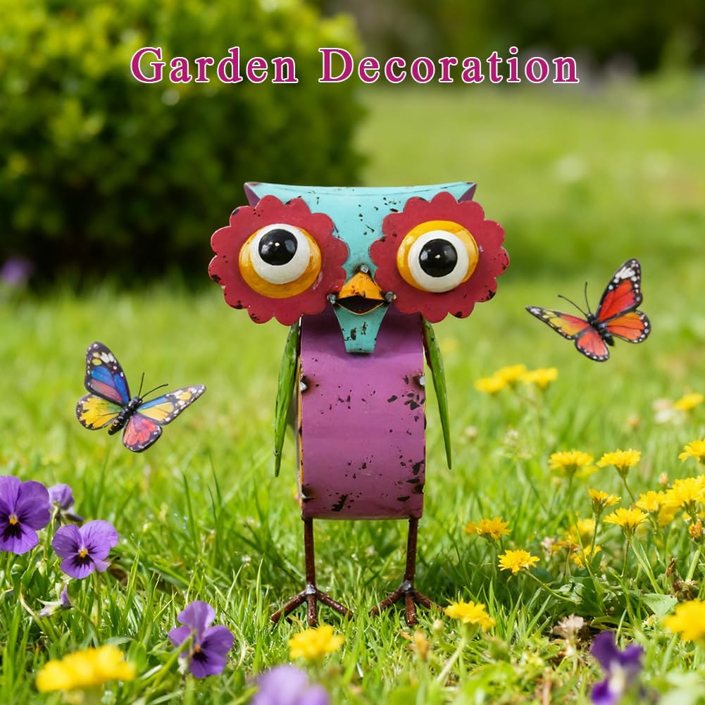 Metal Owl Statue Outdoor Garden Decor-Yard Art Gift, Funny Owl Sculpture for Patio, Lawn, Backyard- Indoor Figurine for Birthday, Housewarming, Christmas