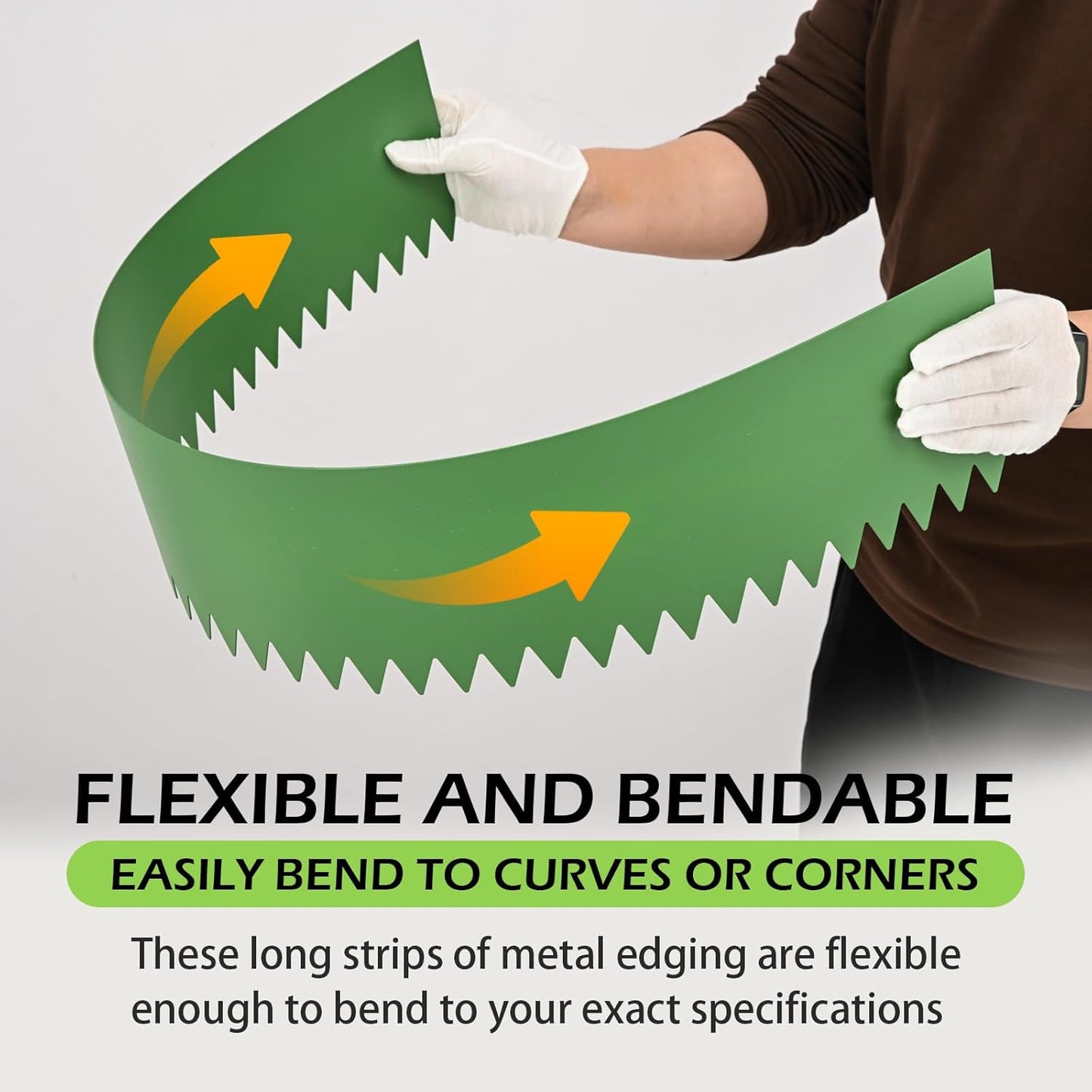 Landscape Edging Kit, Galvanized Steel Edging Landscape Lawn Edging Powder for Lawn Yard, Coated Bendable Metal Strips, No-Dig Hammer-in Edging Border w/Clips (6 INCH 6 PCS, Green)