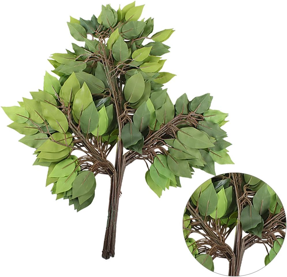GTIDEA 12 Pcs Ficus Tree Leaves Branches Artificial Greenery Stems Silk Green Leaves Plants for Wreath Benjamina Tree Indoor Outdoor Porch DIY Wedding Christmas Party Farmhouse Wall Decor (24.04 Inch)