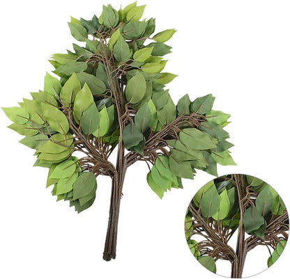 GTIDEA 12 Pcs Ficus Tree Leaves Branches Artificial Greenery Stems Silk Green Leaves Plants for Wreath Benjamina Tree Indoor Outdoor Porch DIY Wedding Christmas Party Farmhouse Wall Decor (24.04 Inch)
