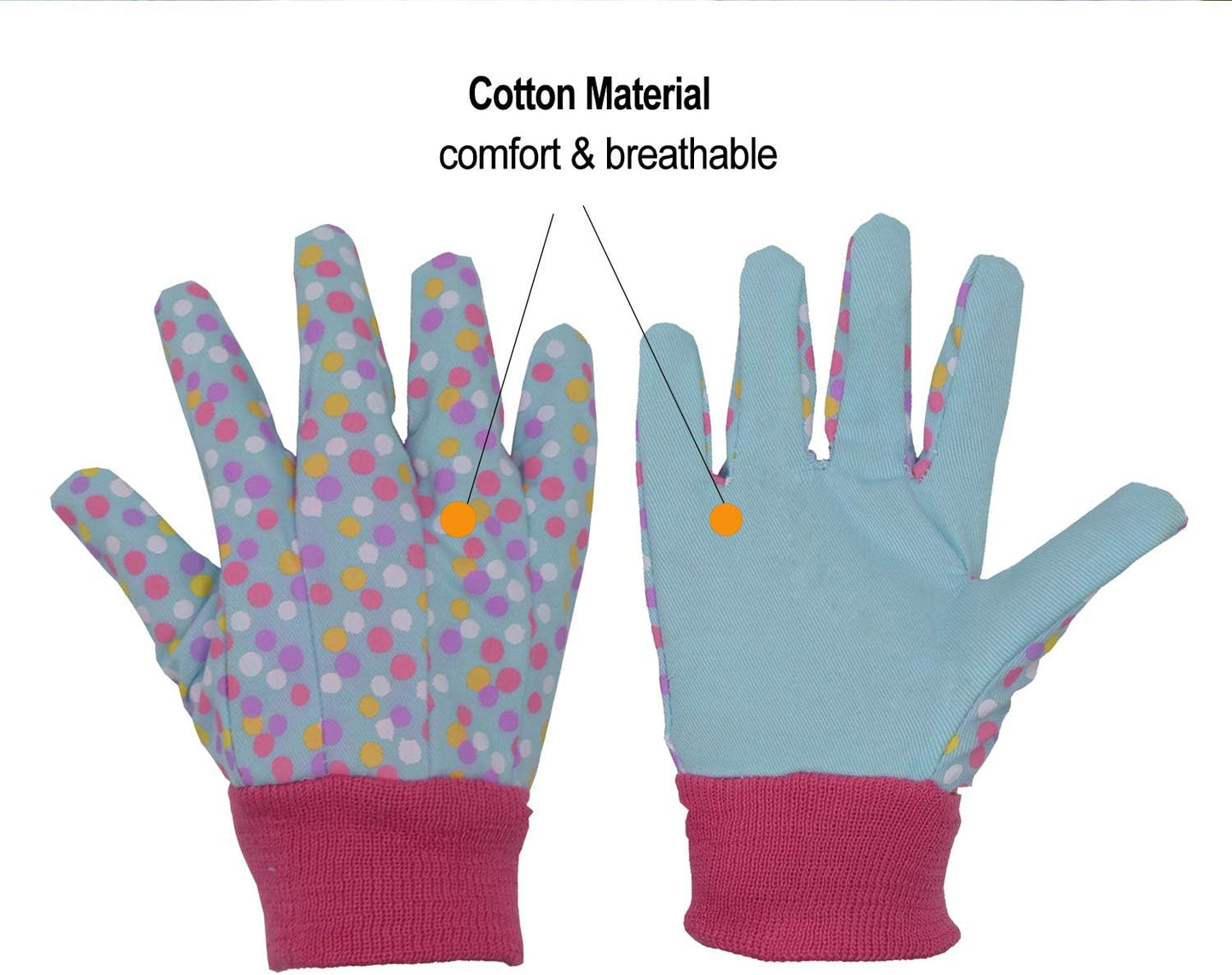 HANDLANDY 2 Pairs Kids Gardening Gloves, Girls Boys Children Garden Work Play Gloves (Pink Butterfly & Dot, Small)