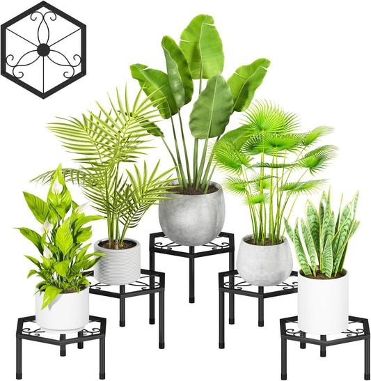 5-Pack Metal Plant Stands, Anti-Rust Iron Flower Pot Stand Heavy Duty Plant Pot Shelf for Multiple Plant Decoration Racks for Home Patio Garden Outdoor Indoor