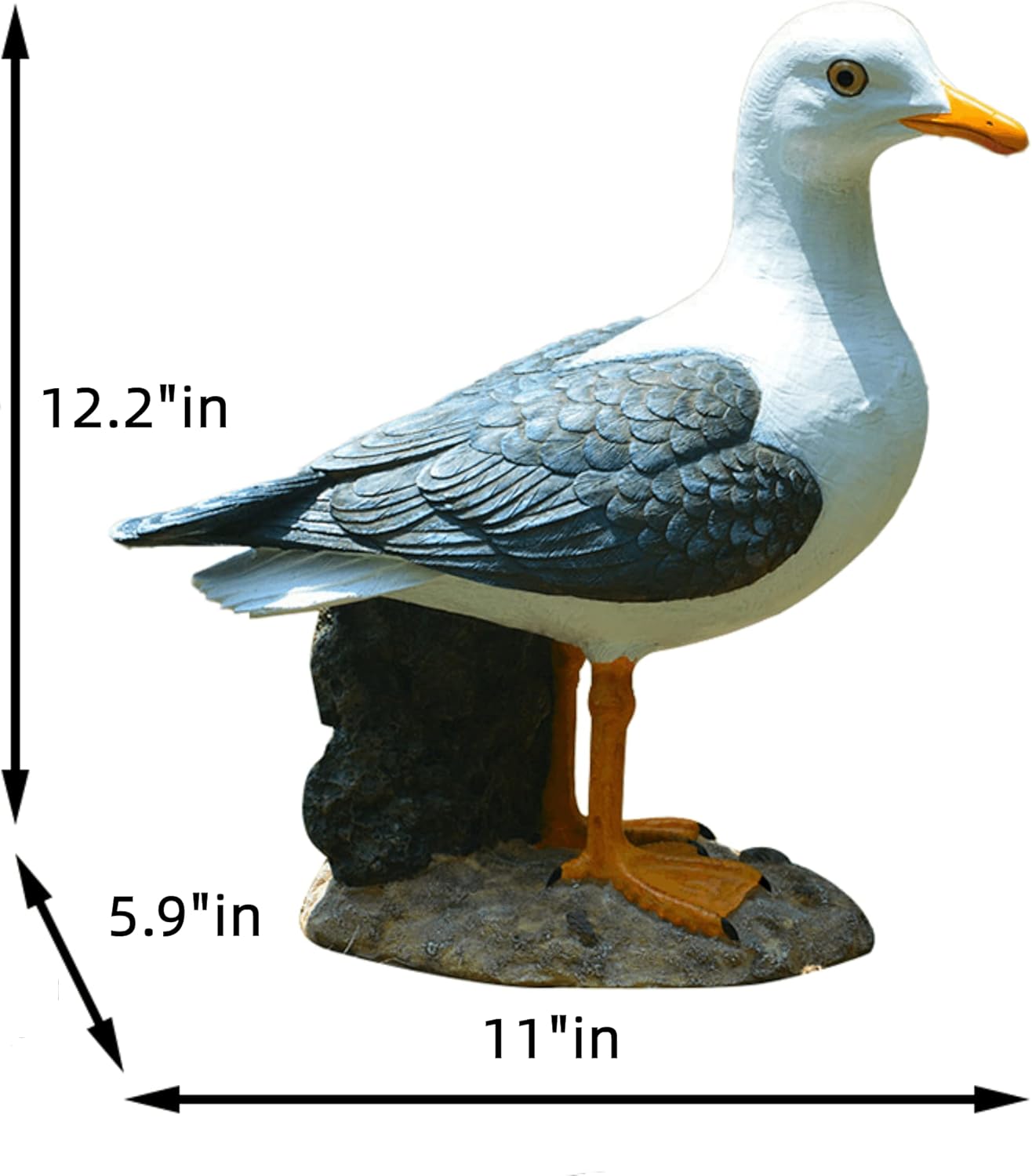 Real Seagull Outdoor Sculpture,Garden Bird Statue,Beach Statue Decor,Resin Animal Seabird Ornaments,Coastal Beach Decor,Patio Decor for Outdoor Table Decorfor Garden,Terrace,Lawn,Yard