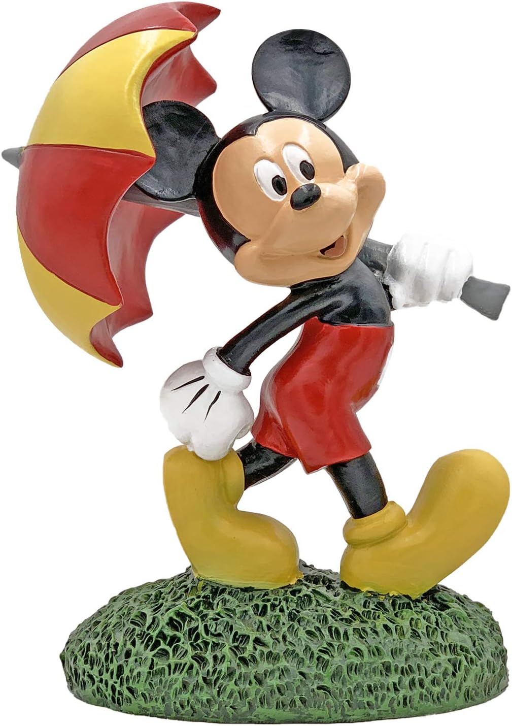 Disney Mickey Mouse Umbrella Everyday Outdoor Garden Statue, 8 inches Tall, Officially Licensed Disney Product