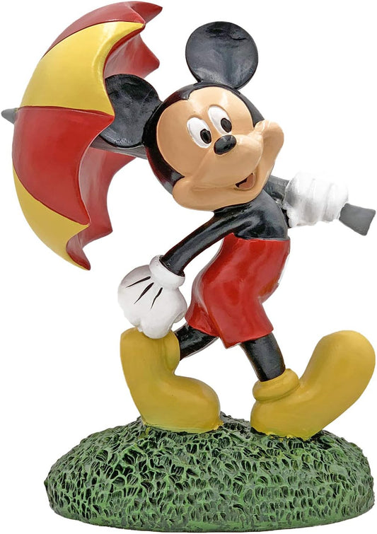 Disney Mickey Mouse Umbrella Everyday Outdoor Garden Statue, 8 inches Tall, Officially Licensed Disney Product