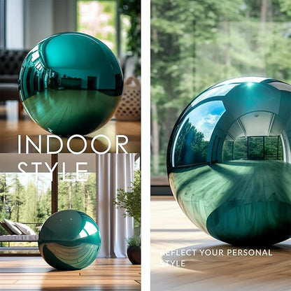 10 Inch Stainless Steel Gazing Globe, Hollow Ball Mirrored Surface Polished Shiny Sphere,Garden Stainless Steel Gazing Ball for Outdoor Lawn Pond Yard Ornament(Light Blue)
