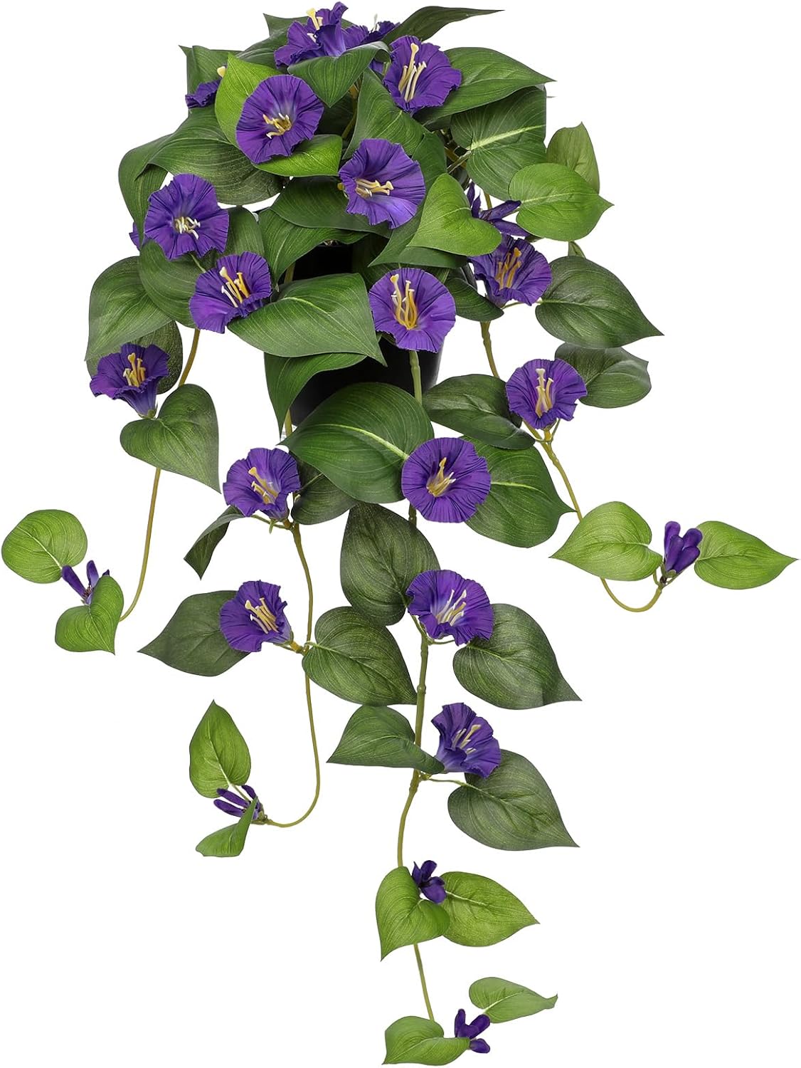 Briful Artificial Hanging Flowers in Pot 25.6" Faux Silk Morning Glory Flower Vine with Cascading Greenery Fake Hanging Plants for Home Office Bathroom Table Shelf Decor(Purple)