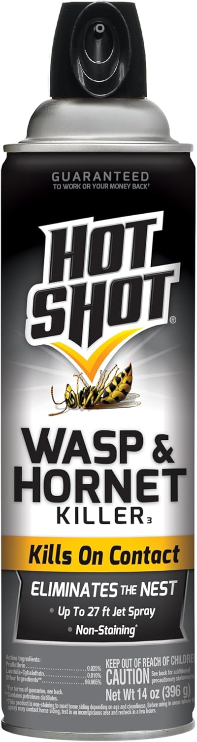 Hot Shot Wasp & Hornet Killer Spray, For Insects Eliminates The Nest, Sprays Up To 27 Feet, 14 fl Ounce