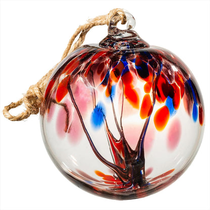 4” Tree of Life Witch Balls, Gazing Balls Hanging Friendship Balls, Hand-Blown Glass Christmas Ornament for Window Outdoor Home Decor, Garden Decoration, Gifts for Women (Purple Blue)