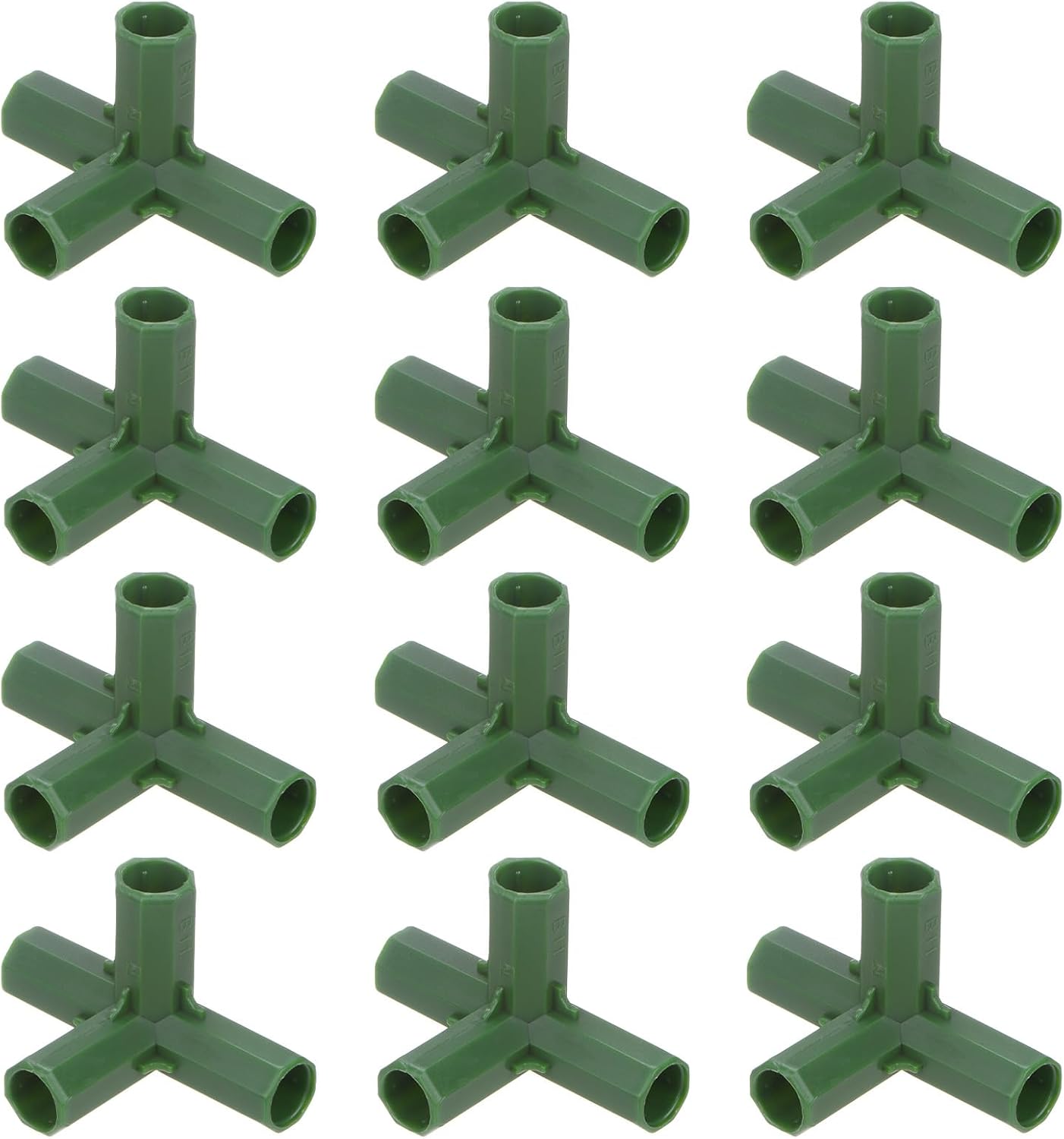 12 Pcs 11mm Greenhouse Frame Building Connectors, 4 Way Right Angle Pipe Fitting for Grape Trellis/Sunscreen Shed/Gardening Plant Stakes, Greenhouse Accessories [Green]