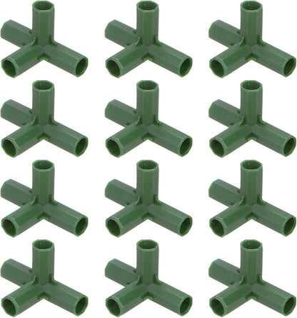 4 Pcs 11mm Greenhouse Frame Building Connectors, 4 Way Right Angle Pipe Fitting for Grape Trellis/Sunscreen Shed/Gardening Plant Stakes, Greenhouse Accessories [Green]