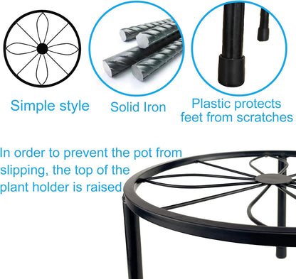 5 Packs Metal Plant Stand Indoor, Outdoor Black Plant Stand for Multiple Plant, Rustproof Iron Round Heavy Duty Flower Pot Stand, Plant Shelf for Planter Garden Home