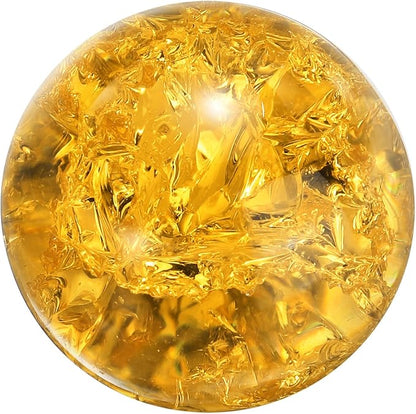 uxcell 30mm/1.2" Crystal Sphere Ball Ice Cracked Glass Solid Decorative Sphere Crystal Ball Prop Ornament for Feng Shui Divination Fortune Telling Tabletop Fountain Decoration, Amber