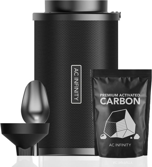 AC Infinity Refillable Carbon Filter Kit 8” with Additional Refill, Odor Removal Air Scrubber For