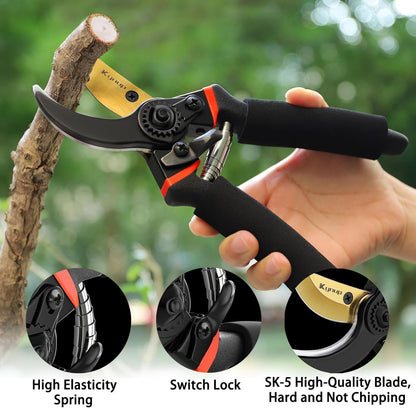 Kynup 3Pack Pruning Shears, Garden Shears, Pruning Shears for Gardening, Gardening Shears Scissors Clippers, Garden Tools Set with Gloves, Stainless Steel, Soft Grip Handle