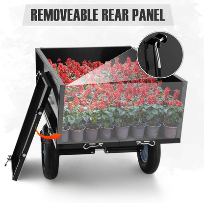 500 LBS Tow Behind ATV Trailer Dump Cart, Heavy Duty Pull Behind Yard Wagon Garden Cart with 2 Wheels, for Tractor, ATV, UTV, Outdoor Lawn Mower