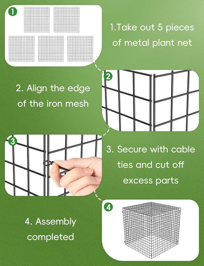 5 Pack Plant Protector from Animals, Square Metal Plant Cages Chicken Wire Cover Mesh Plant Cage, Garden Plant Protector for Plants Flower Vegetable to Keep Animals Out (12x12 in)