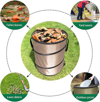 37.8L Collapsible Leaf Trash Can, Heavy Duty Lawn and Leaf Bag with Handle Locking Design Outdoor Leaf Bin for Yard Garden Camping Lightweight Foldable Trash Container