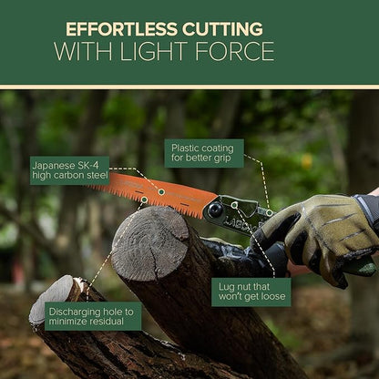 LAGOM Folding Camp Saws for Cutting Branches – 2 Pack (11.4" & 8.2") | SK5 Steel Blades, Ergonomic Handle, Secure Lock | Foldable Tool for Camping, Gardening, Survival, Kayaking, Outdoors