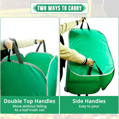 PUNCHMAN Leaf Collector - 80 Gallon Pop up Foldable Leaf Bags with Handles, Collapsible Trash Can for Leaf Clean up and Picker, Reusable Yard Waste Bags with Golves, Garden Tools