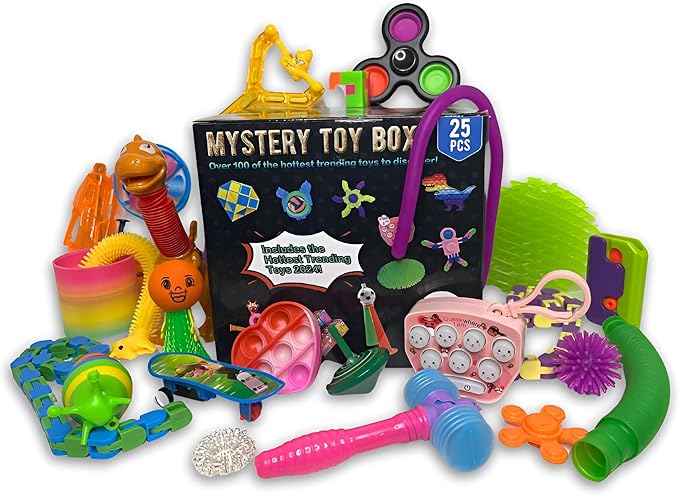 25-Piece Fidget Toy Variety Pack for Kids – Sensory Toys Bulk Set with Stress Balls, Pop Tubes, Squishies & More – Classroom Prizes, Party Favors, and Gifts for Boys & Girls