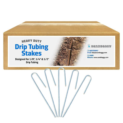 Sandbaggy DRIP TUBING Stakes Landscape Staples | 5 inch Length | Drip Anchors | Landscape Pins | Lawn Nails | Garden Stakes | Hold Drip Tubing Up to 1/4" Diameter | 14-Gauge Standard | Pack of 1000