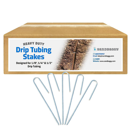 Sandbaggy DRIP TUBING Stakes Landscape Staples | 5 inch Length | Drip Anchors | Landscape Pins | Lawn Nails | Garden Stakes | Hold Drip Tubing Up to 1/4" Diameter | 14-Gauge Standard | Pack of 1000