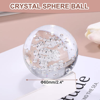 uxcell 60mm/2.4" Crystal Sphere Ball Bubble Glass Solid Decorative Sphere Crystal Ball Prop Ornament for Feng Shui Divination Fortune Telling Tabletop Fountain Decoration, Clear