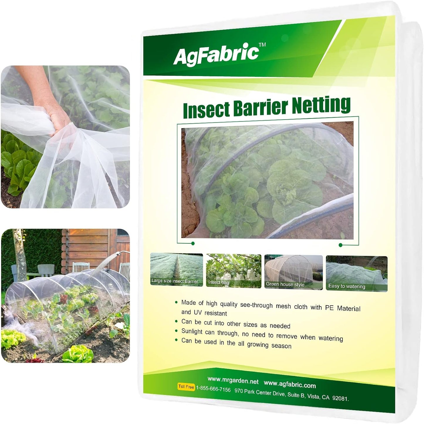 Agfabric Garden Netting 8'x30' Insect Pest Barrier Bird Netting for Garden Protection,Row Cover Mesh Netting for Vegetables Fruit Trees and Plants,White