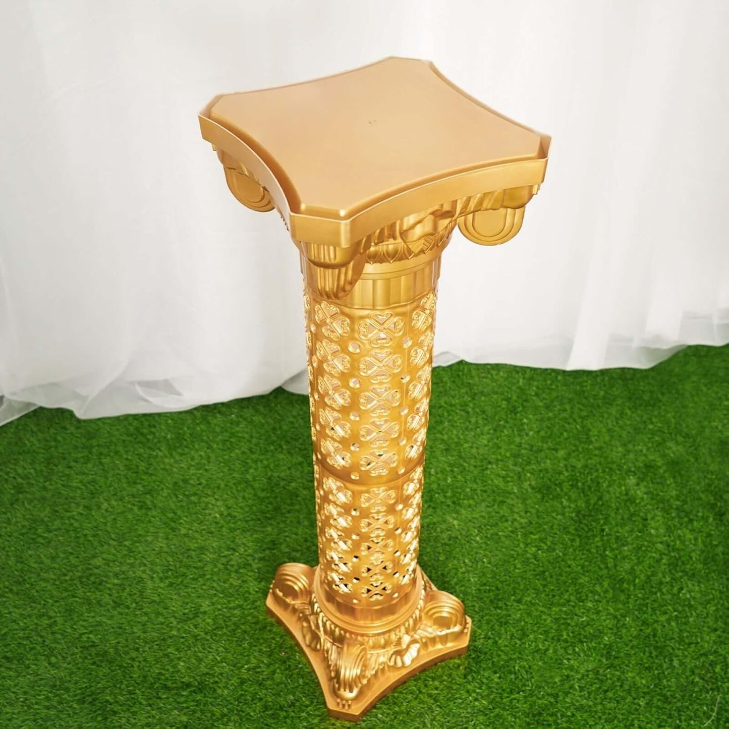 Efavormart 4 Pack | Gold Crafted Venetian Inspired Pedestal Stand | Plant Pillar - 40" Tall PVC