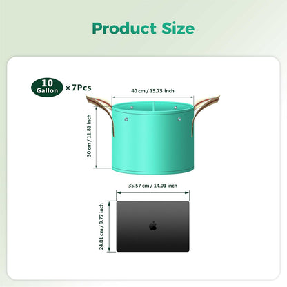 7 Pcs 10 Gallon Potato Grow Bag, PE Garden pots Plant Grow Bag with Branch-Binding Holes and Drain holefor for Vegetables, Strawberries, Flowers