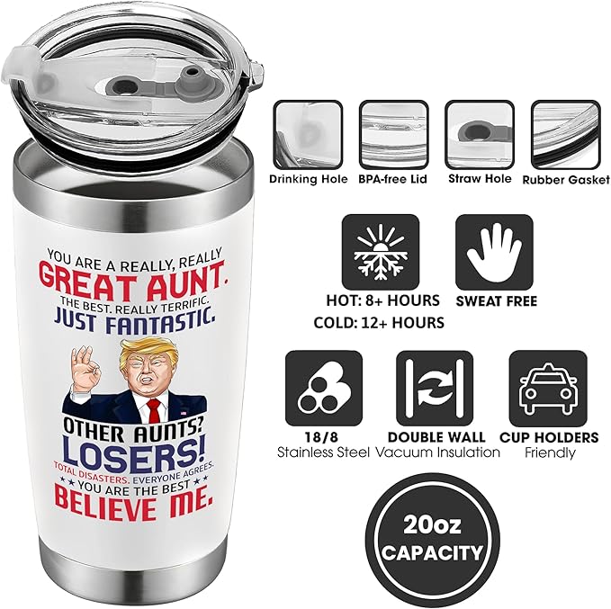 Aunt Gifts - Aunt Gifts from Niece, Nephew - Gifts for Aunt, Auntie Gifts - Aunt Birthday Gift, Valentines Day Gifts for Aunt, Mothers Day Gifts for Aunt - Gifts for New Aunt - 20 Oz Tumbler