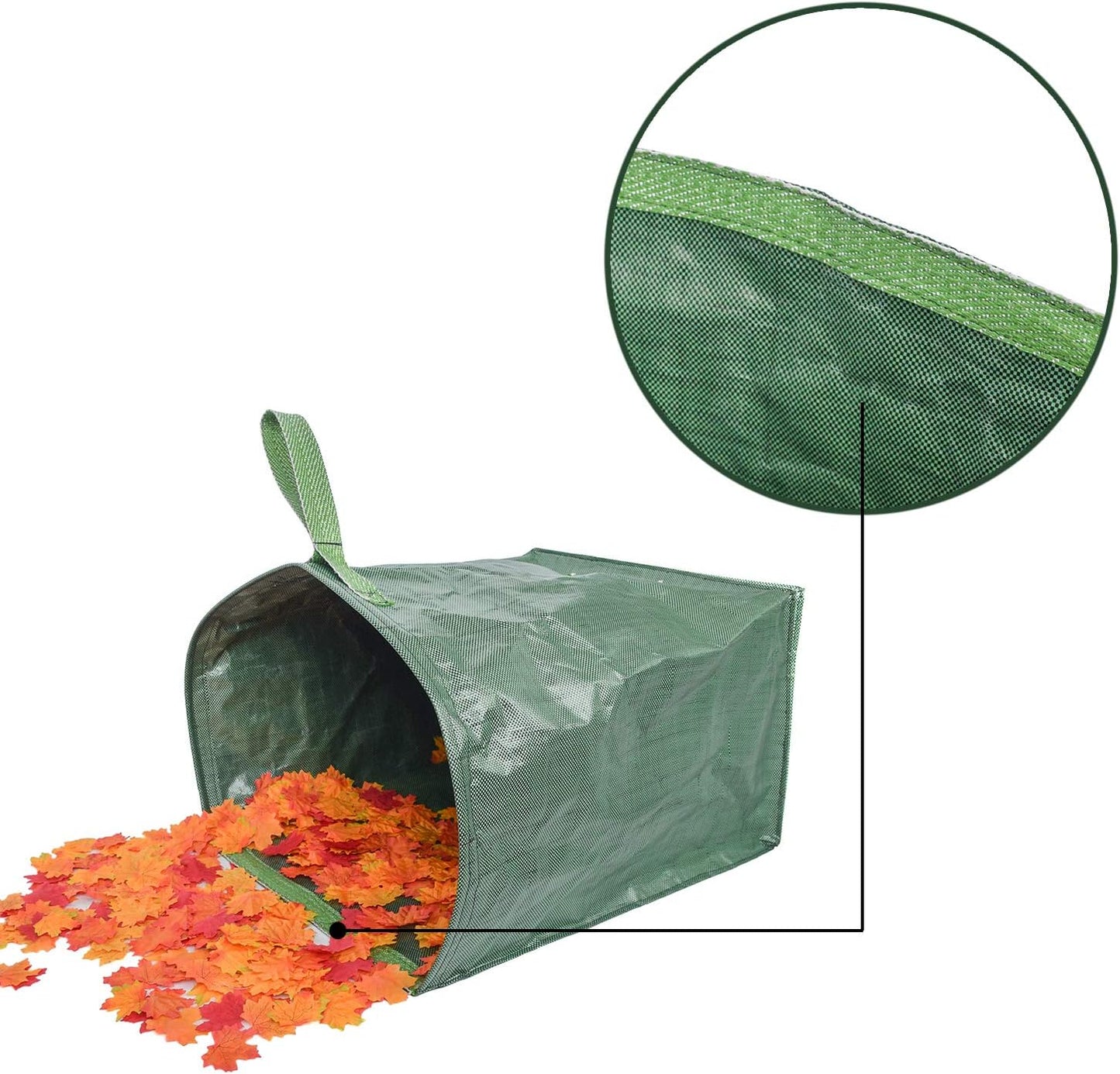 UNISTRENGH 2-Pack Set 106 Gallons Reusable Garden Bag with Reinforced Handles Heavy Duty Gardening Bags Lawn Pool Garden Leaf Waste Bag (Green-Double)
