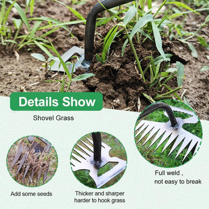 Weed Puller Tool Gardening Hand Weeder Tools,2025 New Weeding Artifact Uprooting Weeding Tool,6 Teethes Manganese Steel Weed Removal Tool, Dual Purpose Manual Weed Pulling Tool for Lawn Garden
