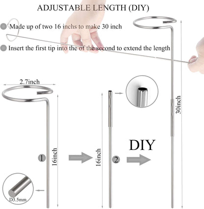 30 Inch Or 16 InchPlant Stakes for Flowers - 5 Pack (DIY), Stainless Steel Garden Tall Single Stem Support Stake Plant Cage Support Rings with Adjustable Height Fit Flowers, Plant Stable