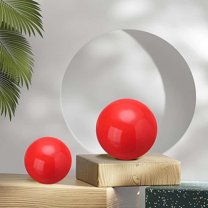 uxcell 2 Pcs Gazing Globe Decor Ball 3.5 Inch 90mm Reflective Garden Sphere Polished Hollow Ball, Seamless Stainless Steel Gazing Ball, Smooth Mirror Globe for Garden Home Decor, Red