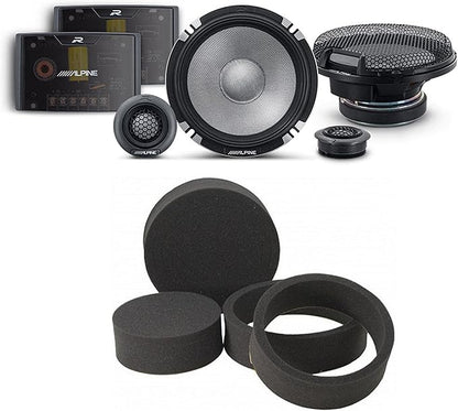 Alpine R2-S652 High-Resolution 2-Way Speaker Set/Pro Series with RKFR65 3-Piece Foam Fast Ring