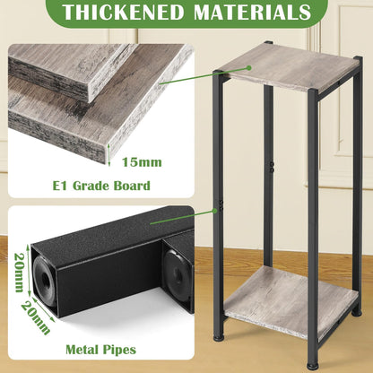 Tall Plant Stand Indoor,31 Inch Plant Stands,2 Tier Metal Plant Stand with Heavy Duty Wood,Greige and Black