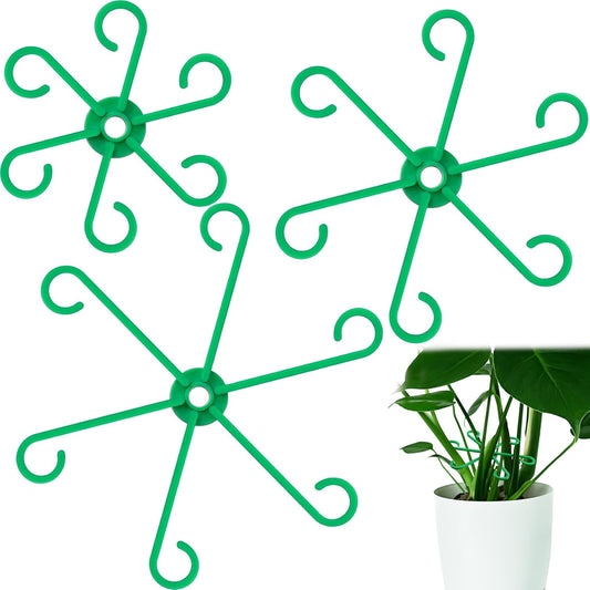 3PCS Plant Stem Support, 3 Sizes Climbing Houseplant Stem Holders, Plastic Reusable Flower Trellis Stem Hook Plant Care Growth Accessories for Flower Plants Indoor Outdoor- Green