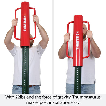 SmartSign Post Driver, Heavy Duty 22 lb Steel Post Pounder for Sign Posts/U-Channels/Fence Posts, Red