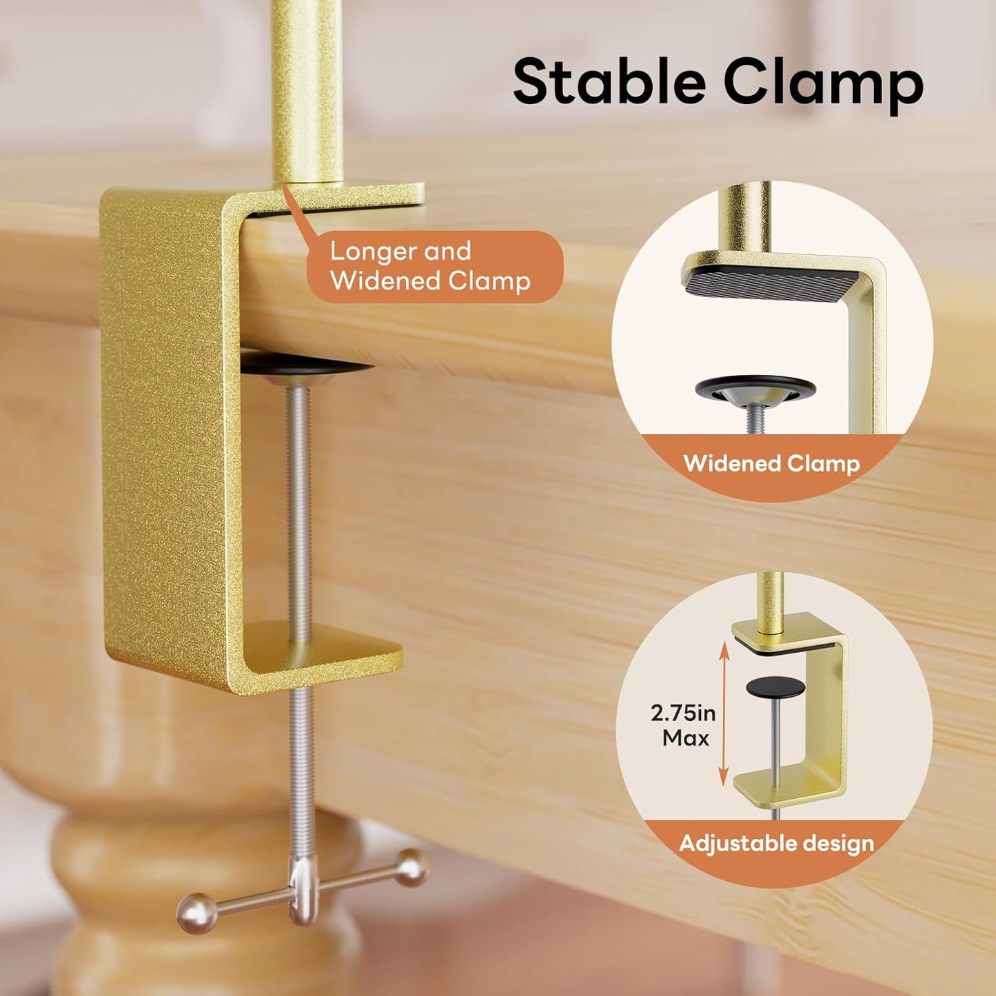 Over The Table Rod Stand with Clamps, Adjustable 32''-79'' Tall 32"-131" Length, Gold Table Arch Stand Metal Balloon Frame Hanging Rod for Weddings Christmas Birthdays Garden Arbors Decoration
