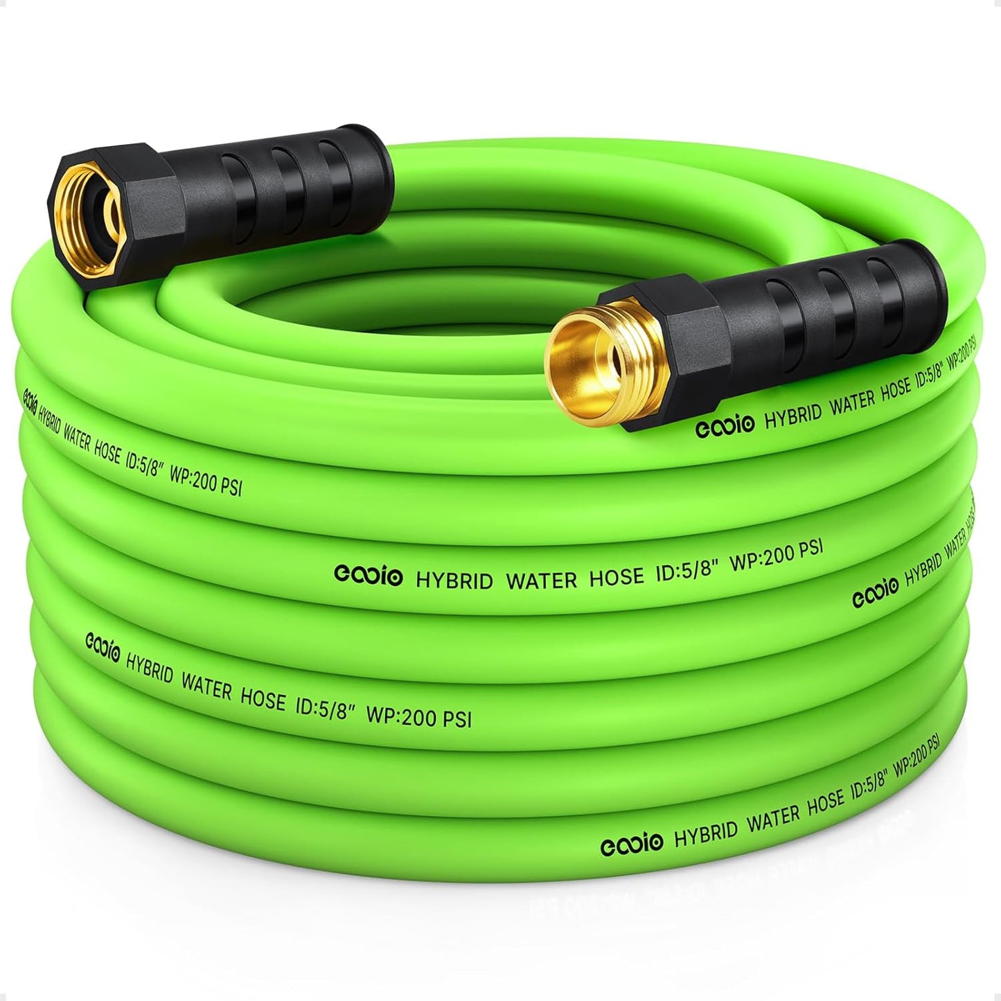 Garden Hose 50 ft x 5/8", NON-EXPANDING Flexible Water Hose, Kink Resistant Lightweight Hybrid Hose, Leakproof Yard Hose with Male to Female Fittings