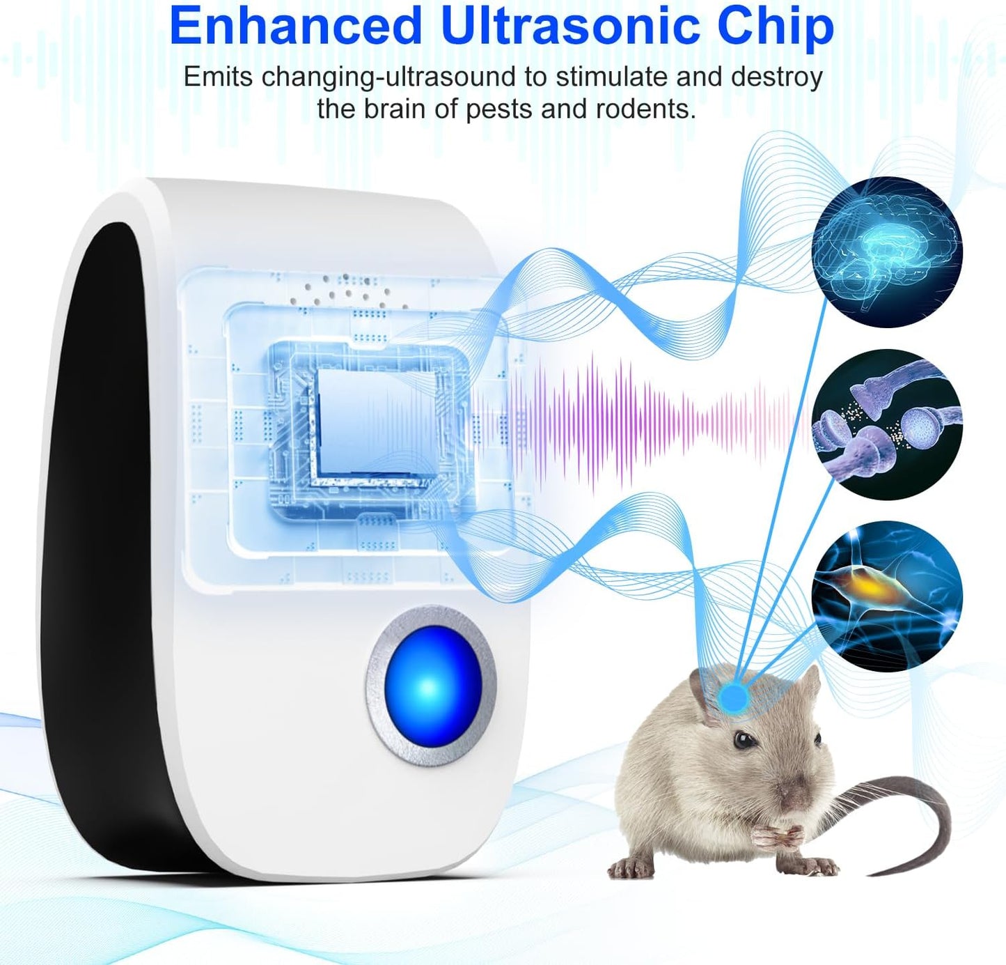 Upgraded Ultrasonic Repellent, Indoor Pest Repellent, Electronic Plug in Pest Control for Roach, Ant, Rodent, Mouse, Bugs, Mosquito, Spider Repellent for House, Garage, Warehouse (12 Packs)