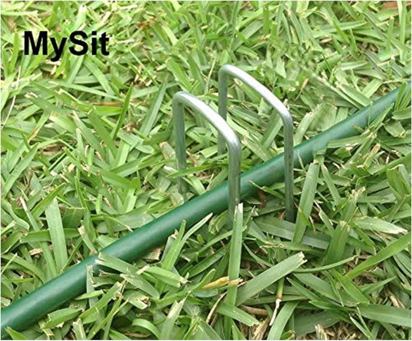 MySit 12" Garden Stakes Pins Landscape Staples 11Ga Tent Stakes 200Pack, Heavy Duty Galvanized Steel Metal Yard Stakes Ground Lawn Staples Fence Anchors for Weed Barrier Fabric