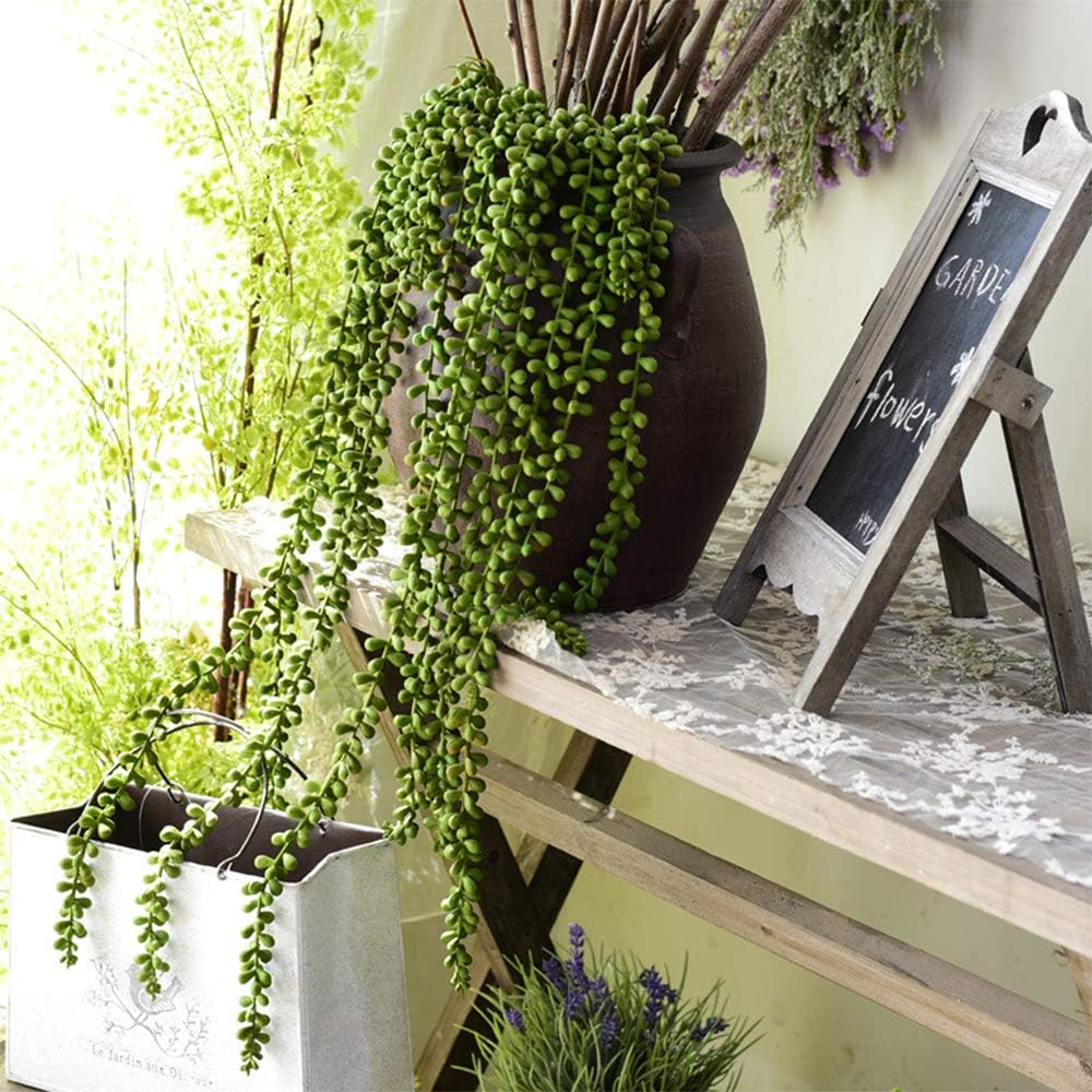 6 Pcs String of Pearls Plant Artificial Hanging Succulents Plants for Home Garden Decor