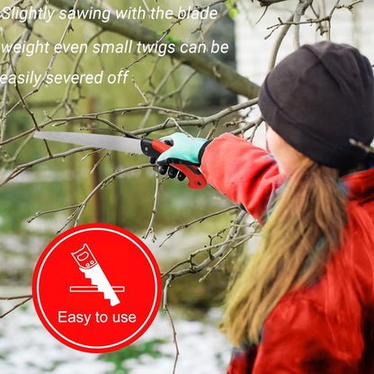 Pruning Saw with Scabbard Japanese Fixed Straight Hand Saw, Portable Tree Limb Cutter 11 Inch Blade Garden Pruner tool for Camping, Dry Wood and Fruit Trees