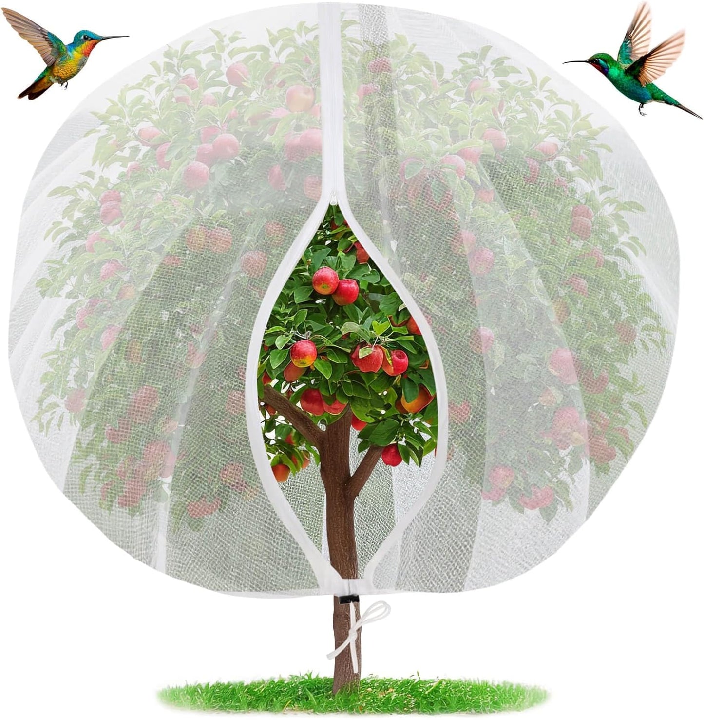 Mckanti 8.2 x 6.6 ft Fruit Tree Netting with Zipper and Drawstring for Garden, Bird Netting Covers for for Fruit Trees to Prevent Squirrels, Birds ﻿