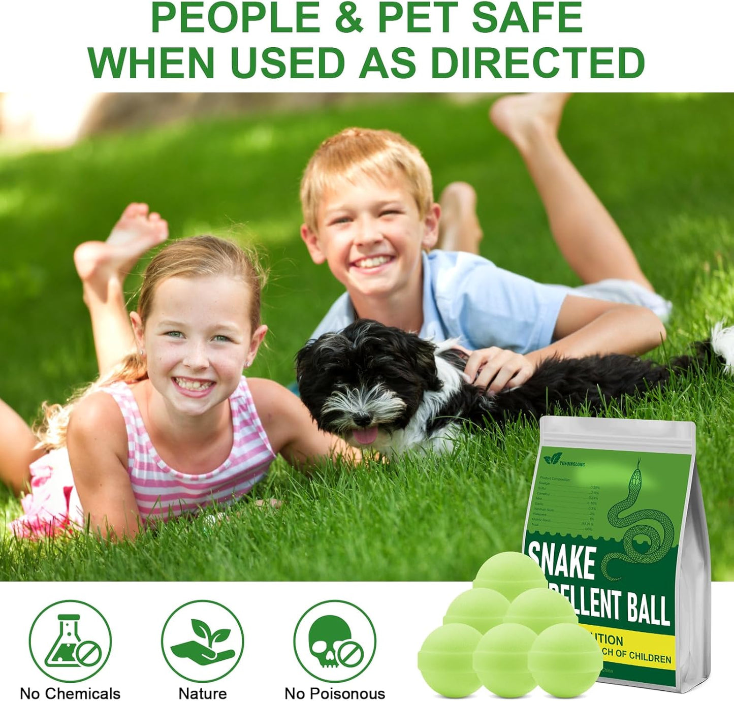 50 Pack Snake Be Gone for Yard Powerful Pet Safe,Moth Balls for Lawn Garden Camping Fishing Home to Repels Snakes and Other Pests