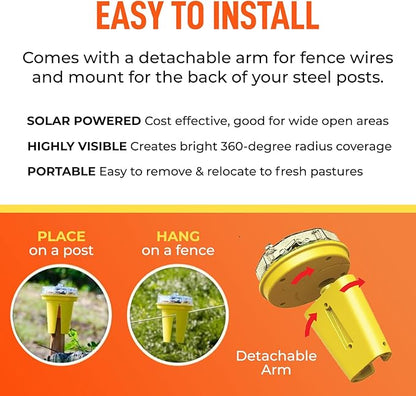Solar Foxlights Predator Deterrent with LED Flash – Night Wildlife Repeller for Chickens, Ducks, Goats, Gardens, Farms, Crops & Vineyards – Professional Rancher & Farmer Trusted Protection Light